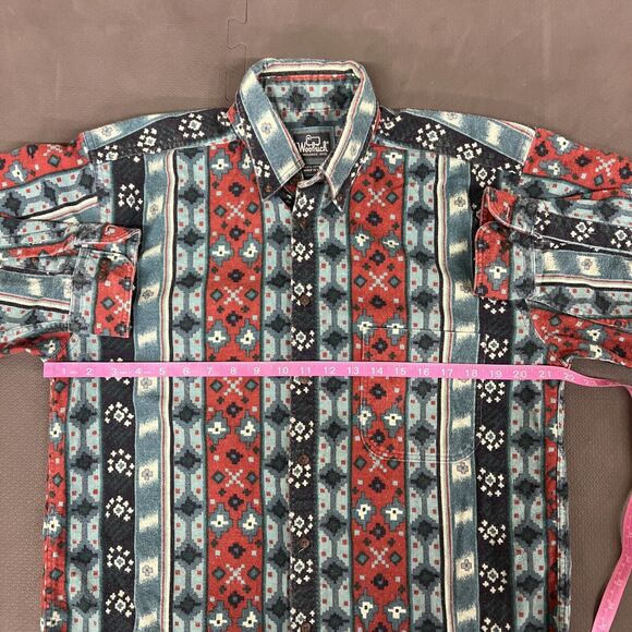 Vintage Woolrich Flannel Shirt Men's Medium Aztec Western Print USA Made Chrty - Picture 9 of 11